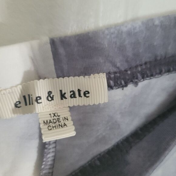 ELLIE and kate Gray/white Tye Dye Short Set size 1xlarge NWT short Top / pants - Picture 7 of 11